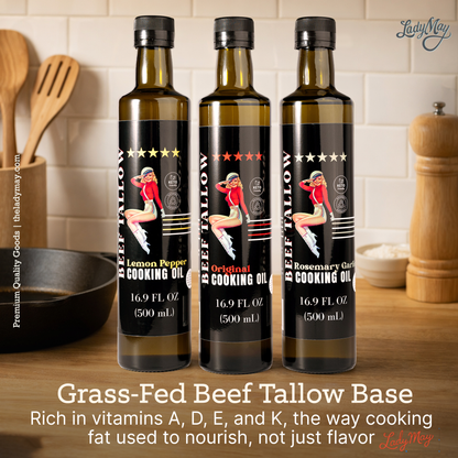 Premium Grass-Fed Beef Tallow Cooking Oil - Restaurant-Proven | Choose Your Flavor by The Lady May