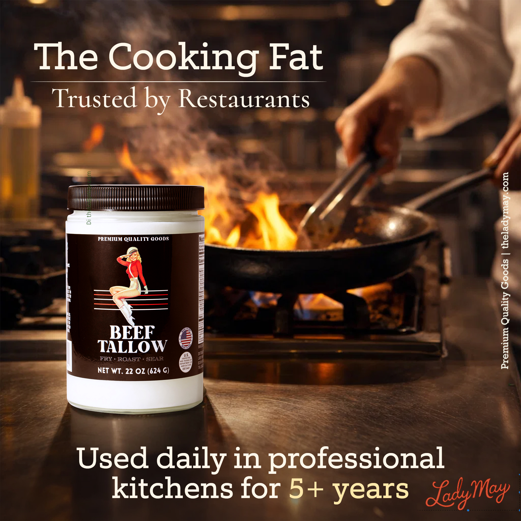 22oz Premium Grass-Fed Beef Tallow | Restaurant-Proven Cooking Fat | Seed Oil-Free by The Lady May