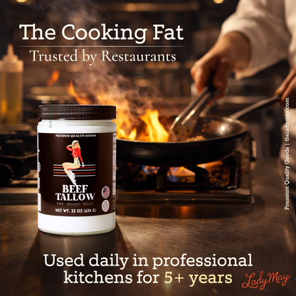 22oz Premium Grass-Fed Beef Tallow | Restaurant-Proven Cooking Fat | Seed Oil-Free by The Lady May