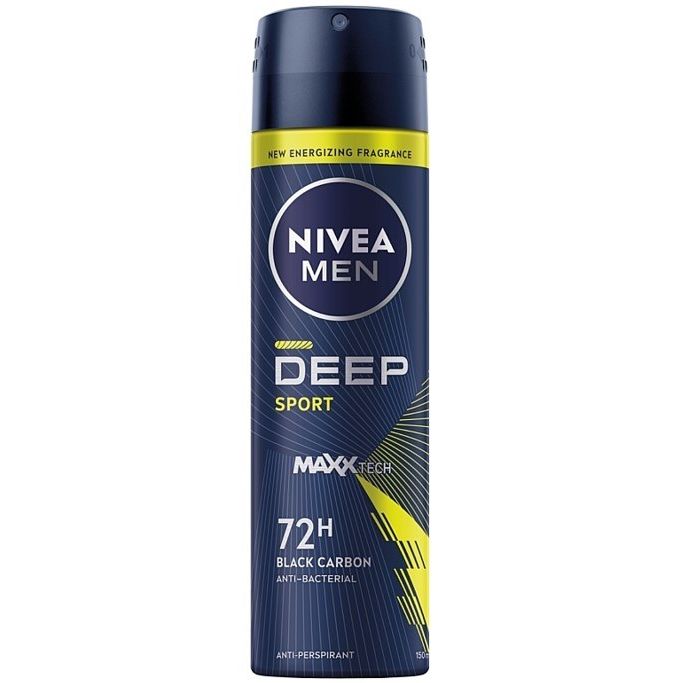 NIVEA MEN DEEP Sport MaxxTech 72h Anti-Perspirant Black Carbon &amp; Anti-Bacterial Spray 150 ml by Pasteur Pharmacy