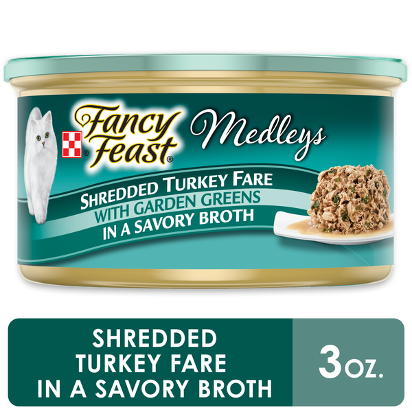 Purina Fancy Feast Wet Cat Food, Medleys Shredded Turkey Fare With Garden Greens in a Savory Broth  DestGlow