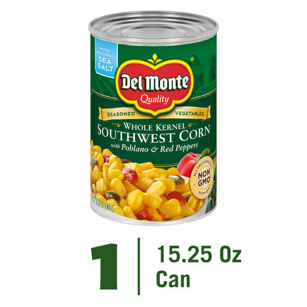 Del Monte Whole Kernel Southwest Style Corn with Poblano &amp; Red Peppers