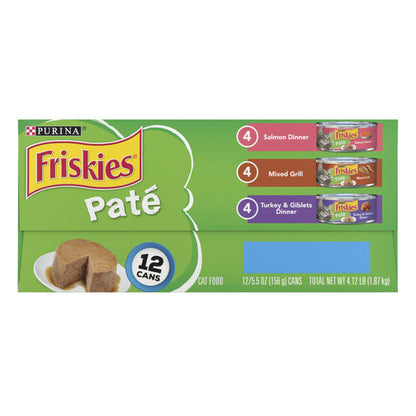 Purina Friskies Pate Wet Cat Food Pate Salmon Dinner, Turkey and Giblets and Mixed Grill