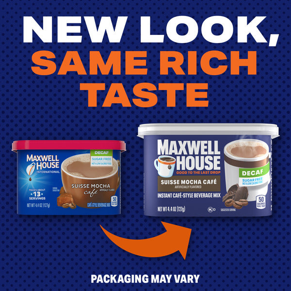 Maxwell House Sugar Free Decaf Suisse Mocha Cafe Instant Cafe-Style Beverage Mix