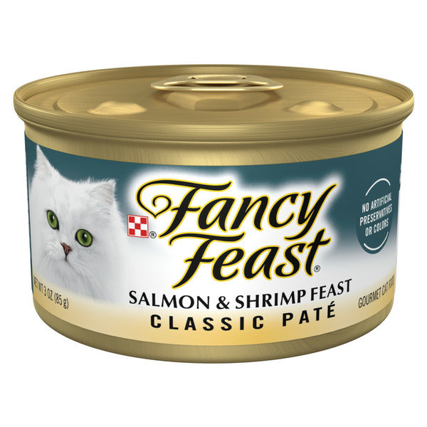 Purina Fancy Feast Salmon and Shrimp Feast Classic Grain Free Wet Cat Food Pate  DestGlow