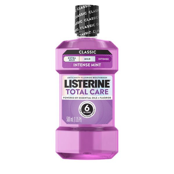 Listerine Total Care Intense Anticavity Fluoride Mouthwash, Intense Mint, 500 mL  DestGlow