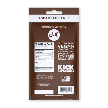 PÜR Chocolate Mint Aspartame Free, 100% Xylitol Natural Flavored Gum