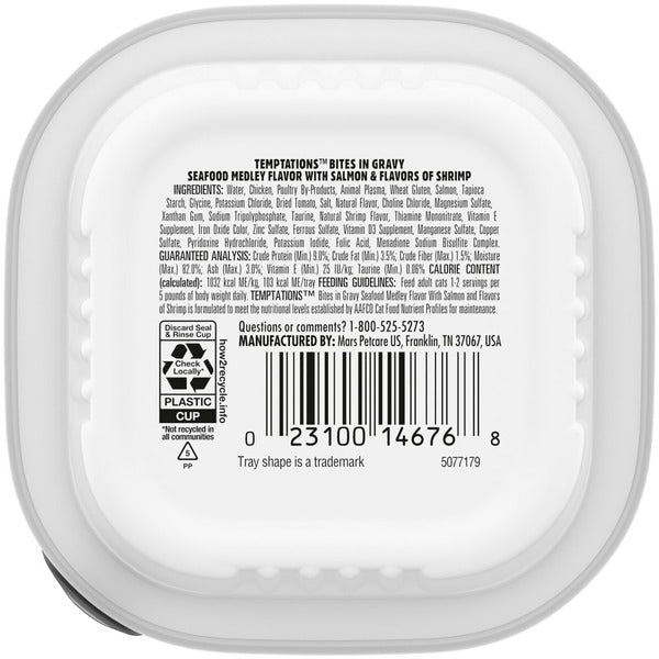 TEMPTATIONS Wet Cat Food, Seafood Medley Flavor Bites in Gravy  DestGlow