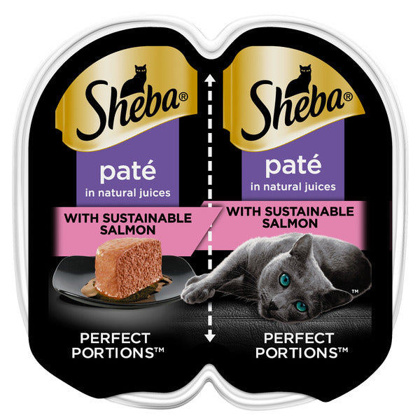 SHEBA PERFECT PORTIONS Perfect Portions Wet Cat Food Pate With Sustainable Salmon, 2.6 oz. Twin-Pack Trays  DestGlow