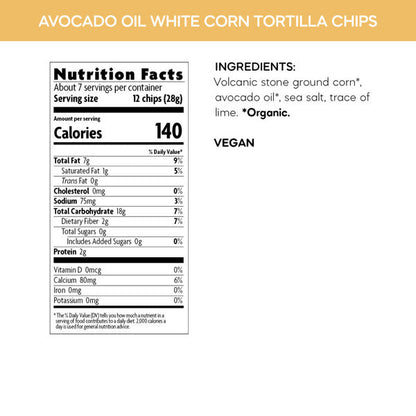 Que Pasa Avocado Oil White Corn Tortilla Chips