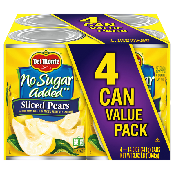 Del Monte Sliced Pears, No Sugar Added, Value Pack  DestGlow