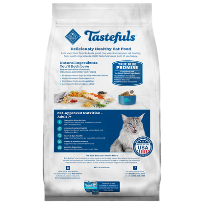 Blue Buffalo Tastefuls Natural Dry Food for Adult Cats 7+, Chicken &amp; Brown Rice