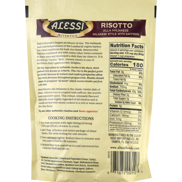 Alessi Risotto, Milanese Style, With Saffron, Premium  DestGlow