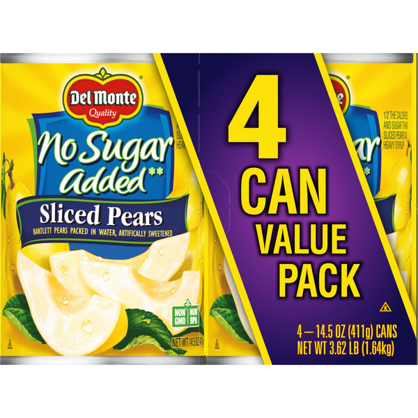 Del Monte Sliced Pears, No Sugar Added, Value Pack  DestGlow