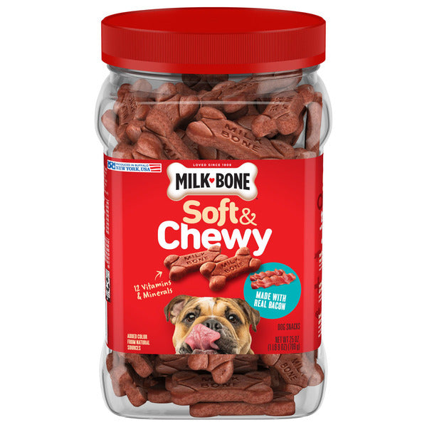 Milk-Bone Soft &amp; Chewy Dog Treats, Made with Real Bacon, 25 Ounce Canister  DestGlow