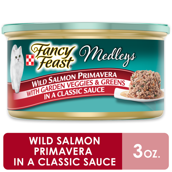 Purina Fancy Feast Wet Cat Food, Medleys Wild Salmon Primavera With Garden Veggies &amp; Greens in Sauce  DestGlow