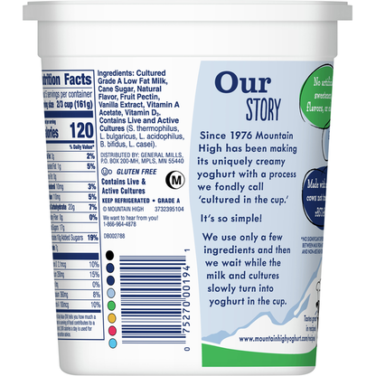 Mountain High Yoghurt Yoghurt, Low Fat, Vanilla