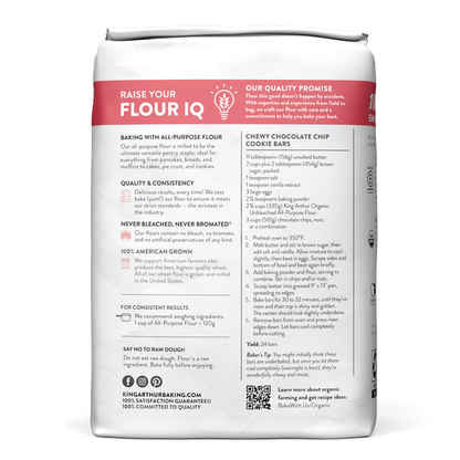 King Arthur Baking Company 100% Organic All-Purpose Flour Unbleached, Non-GMO Project, No Preservatives