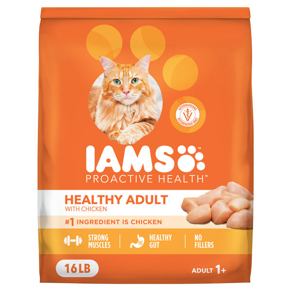 IAMS PROACTIVE HEALTH Adult Healthy Dry Cat Food with Chicken Cat Kibble, 16 lb. Bag