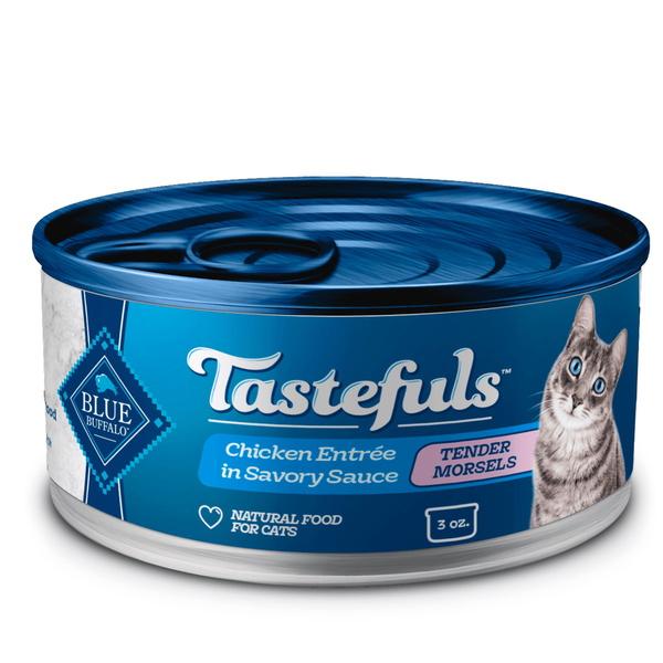 Blue Buffalo Tastefuls Natural Wet Food for Adult Cats, Chicken Entrée Morsels in Gravy