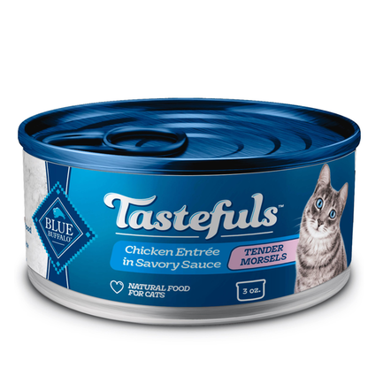 Blue Buffalo Tastefuls Natural Wet Food for Adult Cats, Chicken Entrée Morsels in Gravy