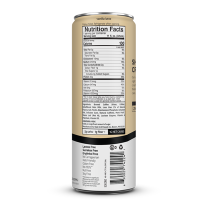 Slate Vanilla Latte, 20g Protein, Lactose Free, 0g Added Sugar