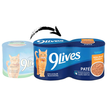 9Lives Paté Wet Cat Food with Real Chicken, 5.5 oz. Cans (4-pack)