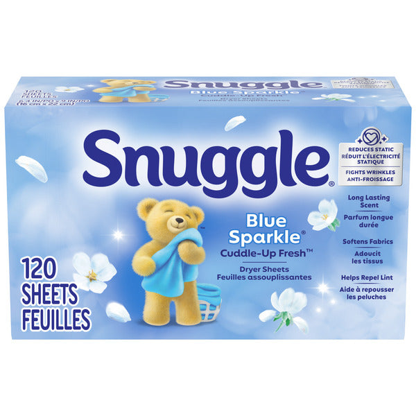 Snuggle Fabric Softener Dryer Sheets, Blue Sparkle, 120 Count  DestGlow