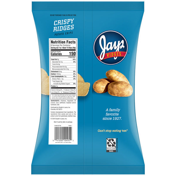 Jays Ridges Crispy Ridges Potato Chips  DestGlow