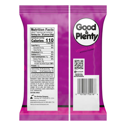 GOOD &amp; PLENTY Licorice Fat Free, Candy Bag, 7 oz