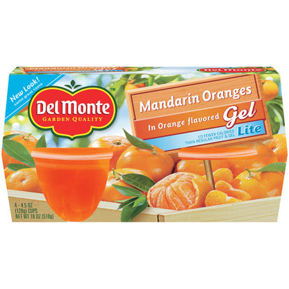 Del Monte Mandarin Oranges in Lite Orange Flavored Gel Plastic Fruit Cup Snacks