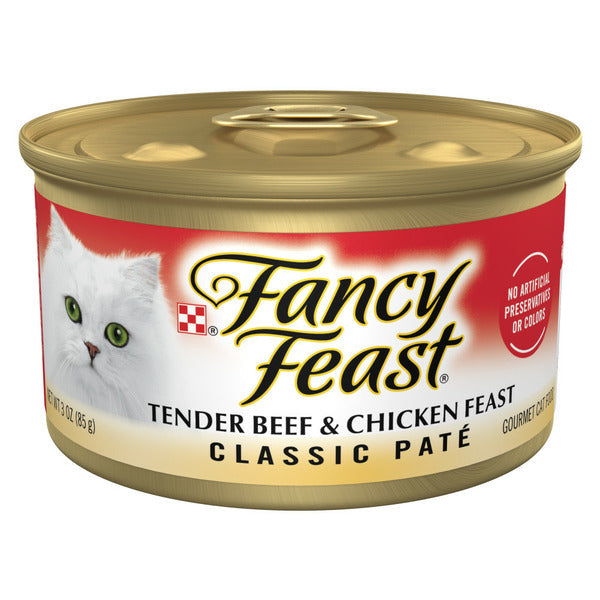 Purina Fancy Feast Tender Beef and Chicken Feast Classic Grain Free Wet Cat Food Pate  DestGlow