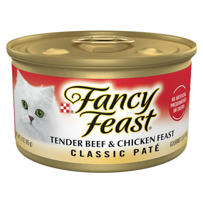 Purina Fancy Feast Tender Beef and Chicken Feast Classic Grain Free Wet Cat Food Pate  DestGlow