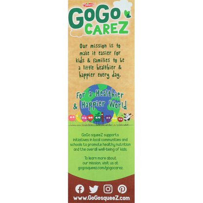 GoGo Squeez Apple Sauce, Organic, Fruit On The Go, Apple Cinnamon, 4 Pack