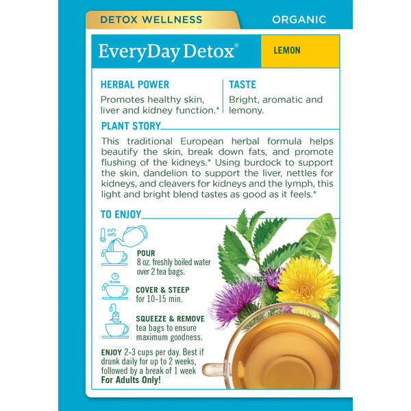 Traditional Medicinals Organic EveryDay Detox Lemon, Caffeine Free Herbal Tea  DestGlow
