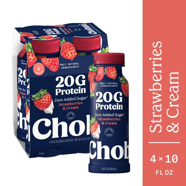 Chobani Zero Added Sugar Lactose Free Greek Strawberries &amp; Cream Yogurt Protein Drink  DestGlow
