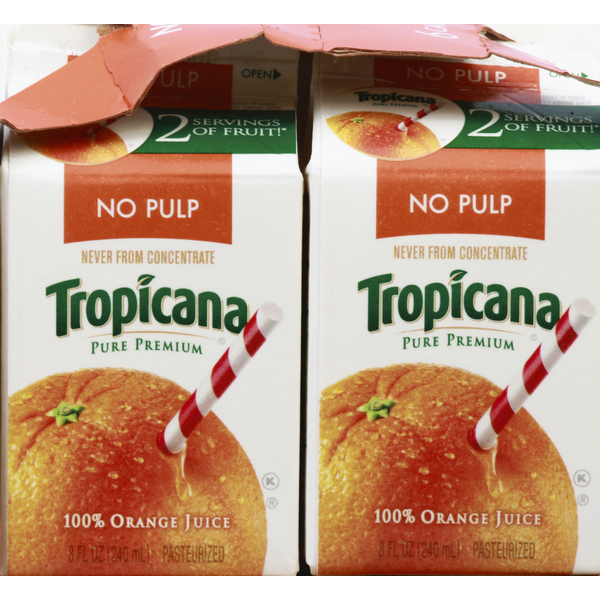 Tropicana Juice, 100% Orange, No Pulp  DestGlow