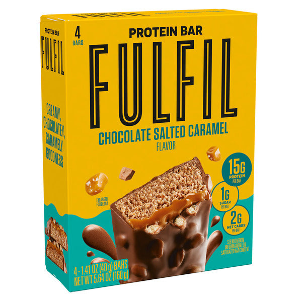 FULFIL Chocolate Salted Caramel Flavored Protein Bars, 1.41 oz (4 Count)  DestGlow