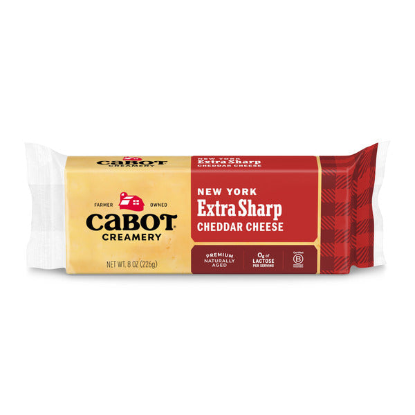Cabot New York Extra Sharp Yellow Cheddar Cheese Block, 8 oz  DestGlow