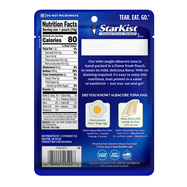 StarKist Wild Caught Albacore White Tuna in Water  DestGlow