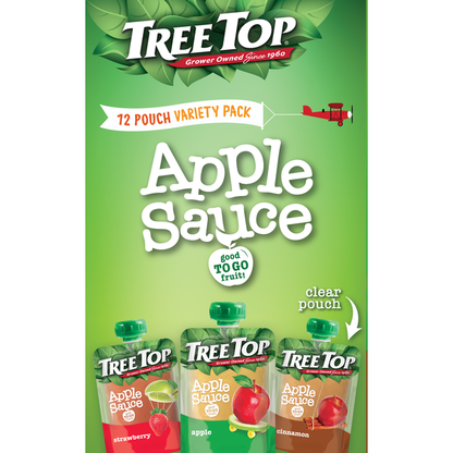 Tree Top Apple Sauce Variety Pack, Cinnamon/Strawberry/Apple, Pouches
