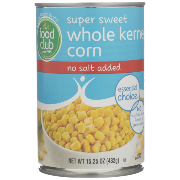 Food Club No Salt Added Super Sweet Whole Kernel Corn  DestGlow