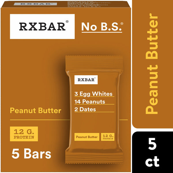 RXBAR Peanut Butter Protein Bars, Protein Snack, 5 Count  DestGlow