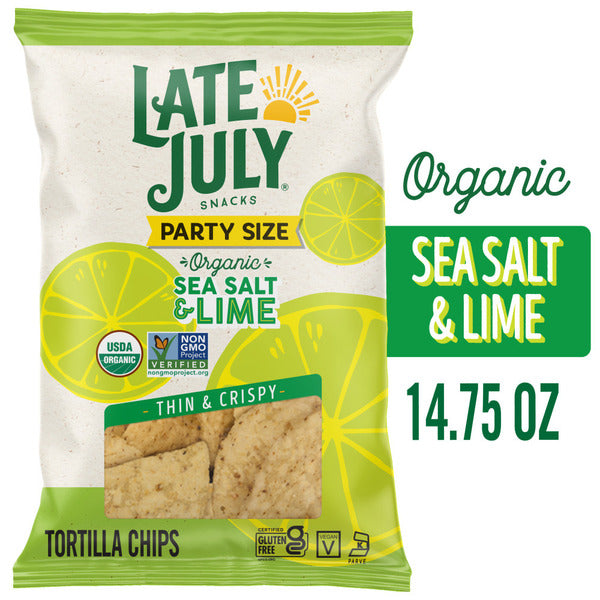 LATE JULY Snacks Restaurant Style Sea Salt &amp; Lime Tortilla Chips  DestGlow
