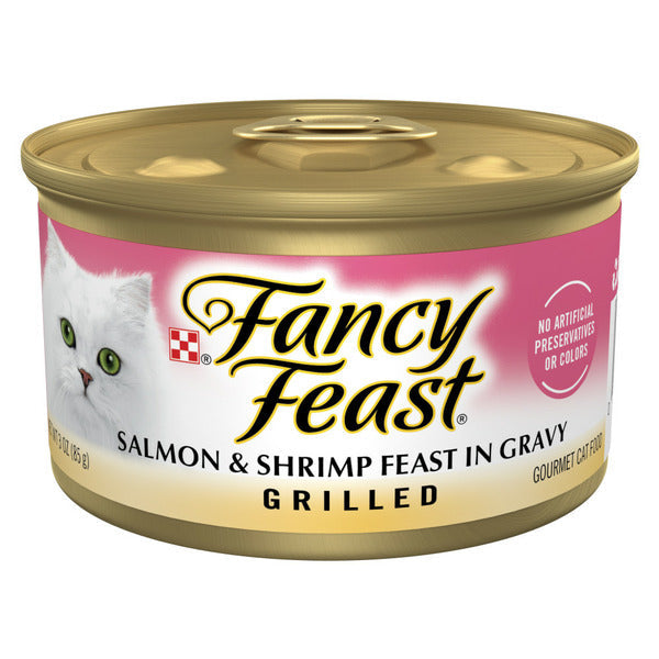 Purina Fancy Feast Grilled Wet Cat Food Salmon and Shrimp Feast in Wet Cat Food Gravy  DestGlow