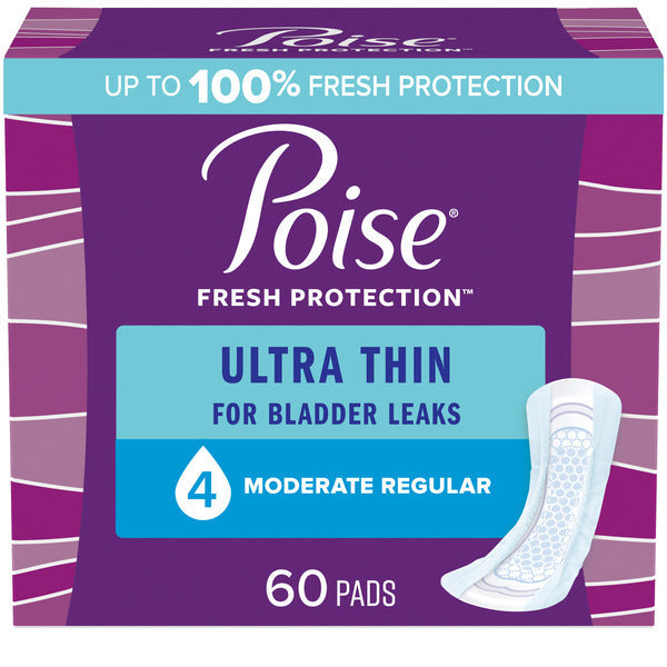 Poise Ultra Thin Incontinence Pads, Moderate Absorbency, Regular Length  DestGlow