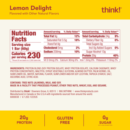 think! Lemon Delight High Protein Bar, 5 Count