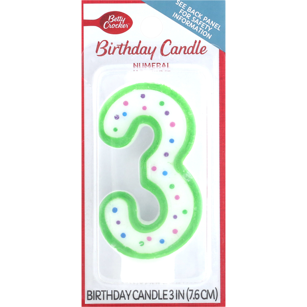 Betty Crocker Birthday Candle, Numeral 3, 3 Inch  DestGlow