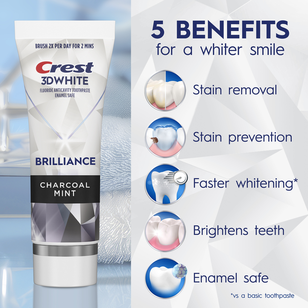 Crest 3D White Brilliance Charcoal Teeth Whitening Toothpaste  DestGlow