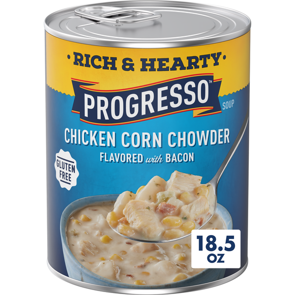 Progresso Rich and Hearty Chicken Corn Chowder Canned Soup  DestGlow